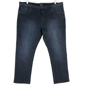 Urban Star Men's Premium Navy Dark Wash‎ Straight Leg Stretch Denim Jeans 44x30